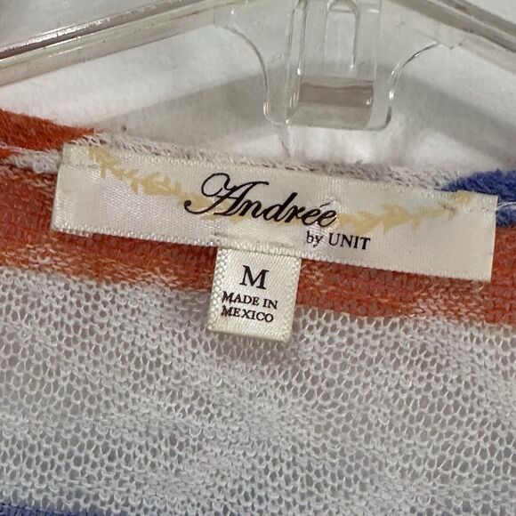 Andree By Unit Rainbow Stripe Cardigan M Open Breathable Long Sleeve Teacher Top - Picture 6 of 11